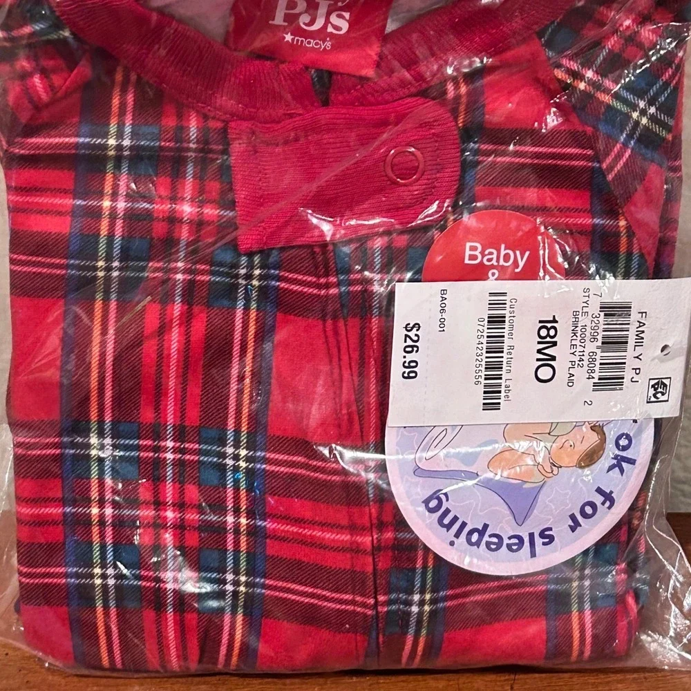 Toddler Brinkley Plaid Footed Sleeper Red Tartan Baby 18MO Holiday Christmas